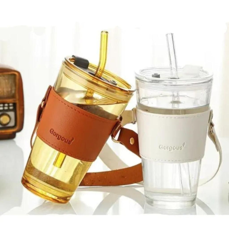 Glass Tumbler with Glass Straw and Lid LASATECH