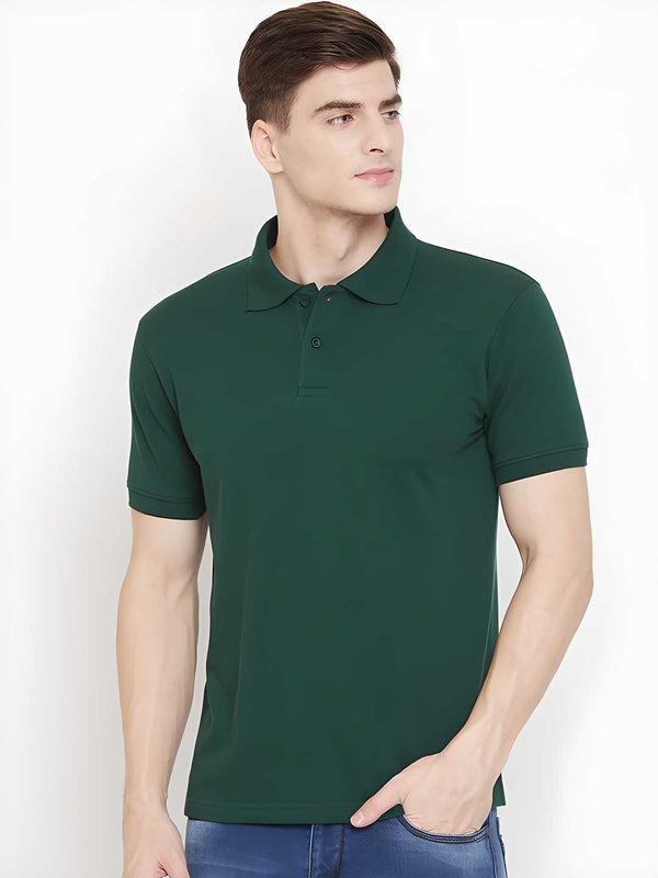 Cotton Blend Solid Half Sleeves Polo T-Shirt LASATECH