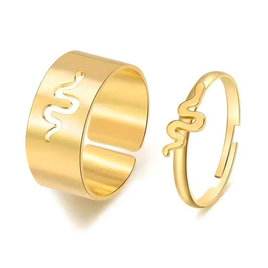 Golden Snake Matching Wrap Finger Couple Ring LASATECH