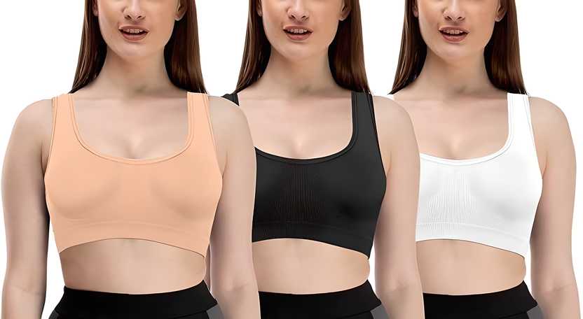 Women's Cotton Solid Non Padded Air Bra Pack of 3 LASATECH