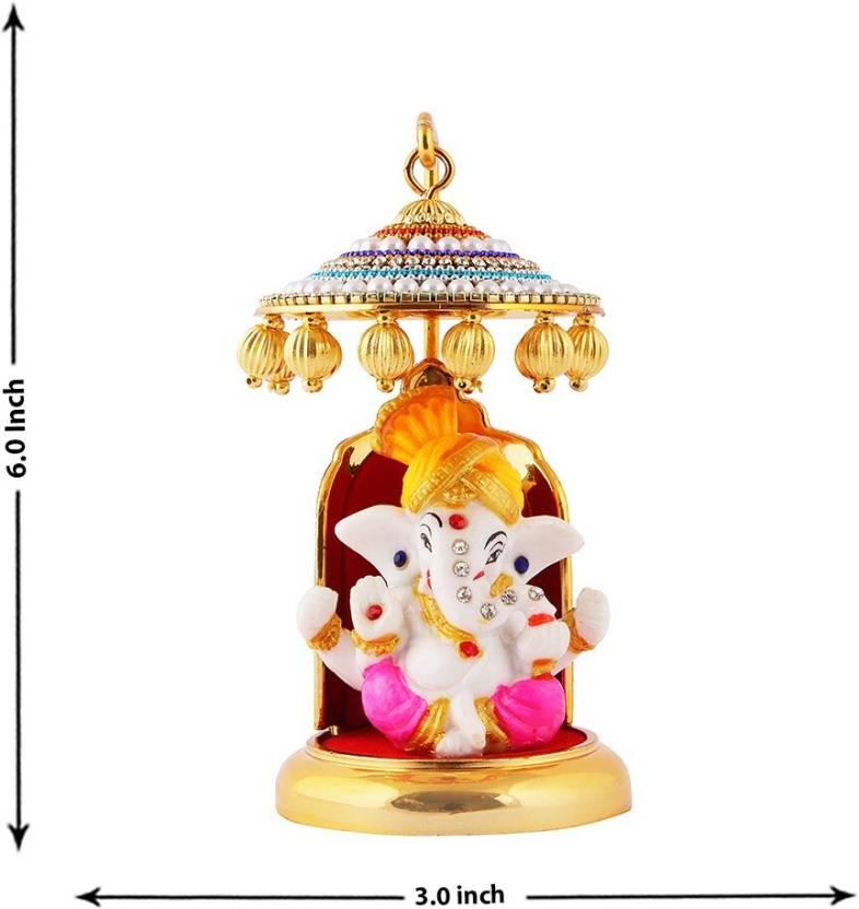 Ganesh Ji Idol Statue for Car Dashboard Showpiece - 6 cm  (Polyresin, Multicolor) LASATECH