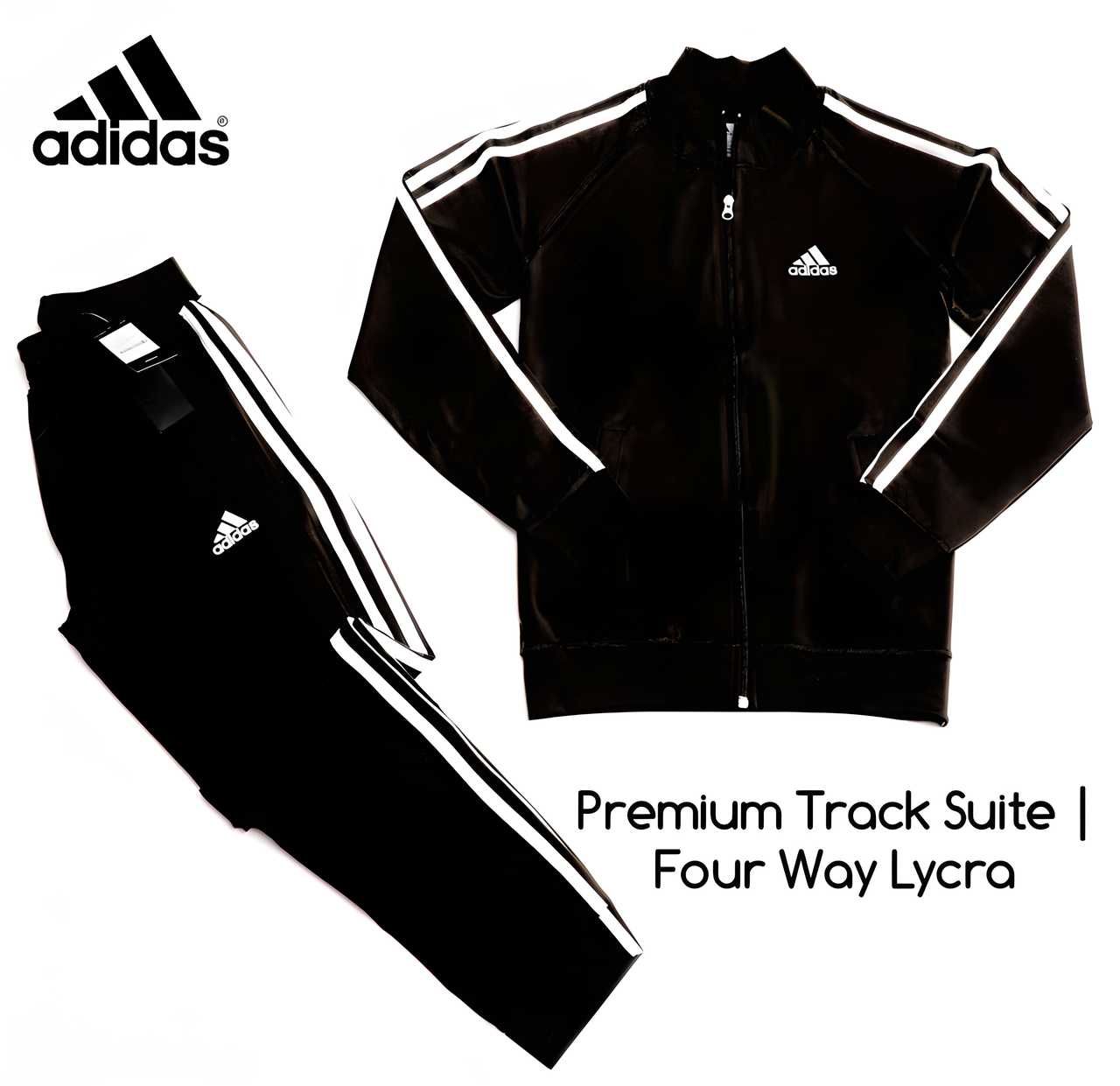 4way Lycra Side Stripe Full Sleeves Regular Fit Mens Tracksuit