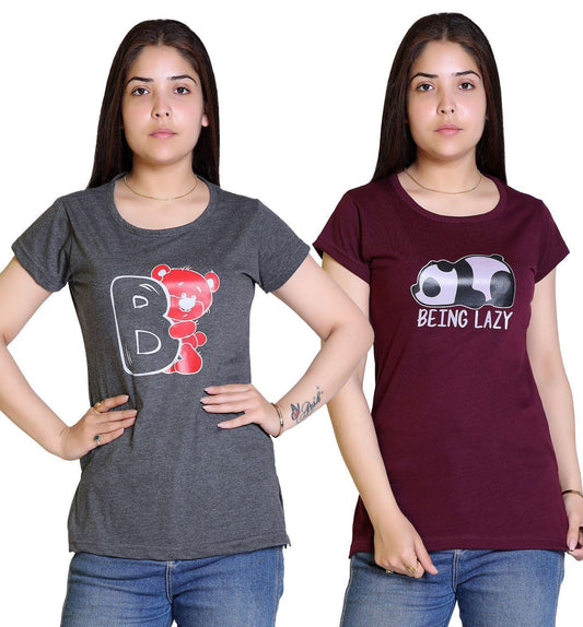 Women's Cotton Graphic Print T-Shirt Buy 1 Get 1 Free LASATECH