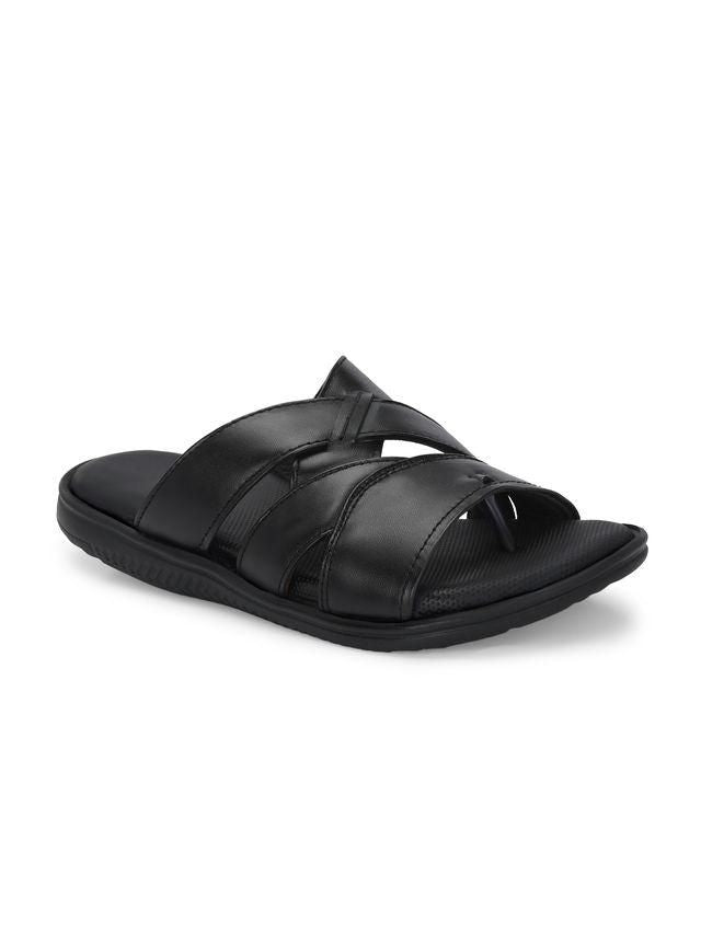 Mens Toasty Toes Black Leather Slippers LASATECH