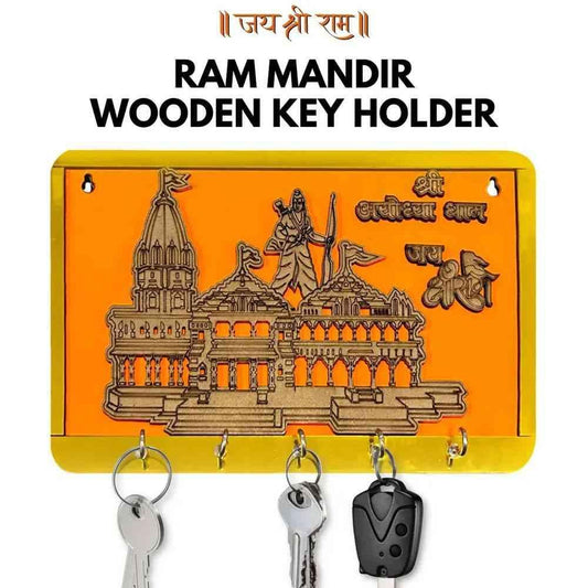 Shree Ram Mandir Ayodhya Model Wooden Key Holder LASATECH