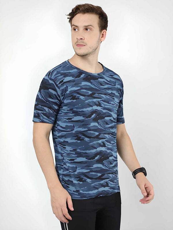 Cotton Printed Half Sleeves Mens Round Neck T-Shirt LASATECH