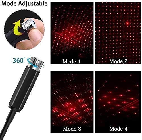 EXPANDABLES Auto Roof Star Projector Lights, USB Portable Adjustable Flexible Interior Car Night Lamp Decorations with Romantic Galaxy Atmosphere fit Car, Ceiling, Bedroom, Party and More Shower Laser Light Pack Of 2 LASATECH