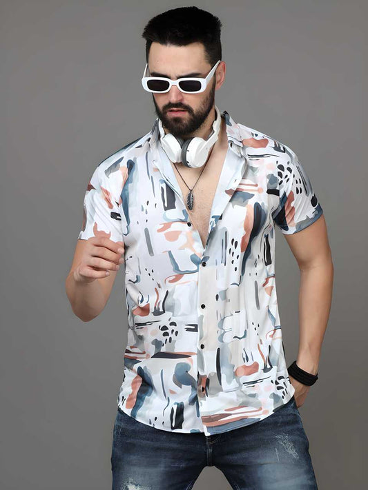 Men's Printed Rayon Half Sleeves Shirt LASATECH