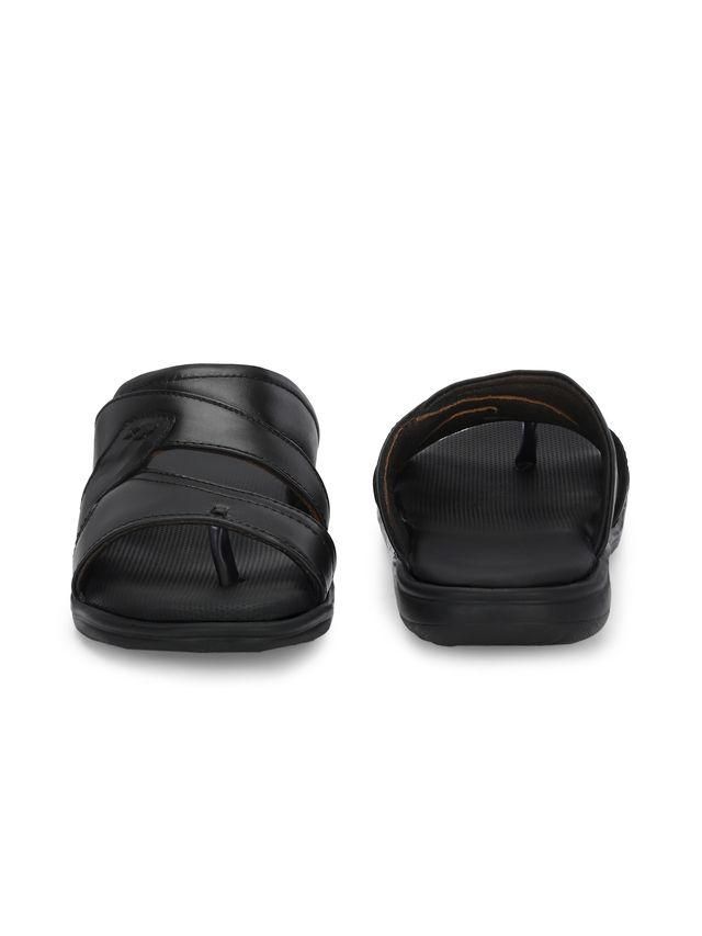 Men Cloud Nine Black Leather Slippers LASATECH