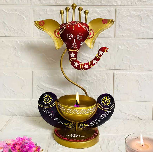 Intricately Crafted Spiritual Decor Ganesha with Tealight Candle Holder LASATECH