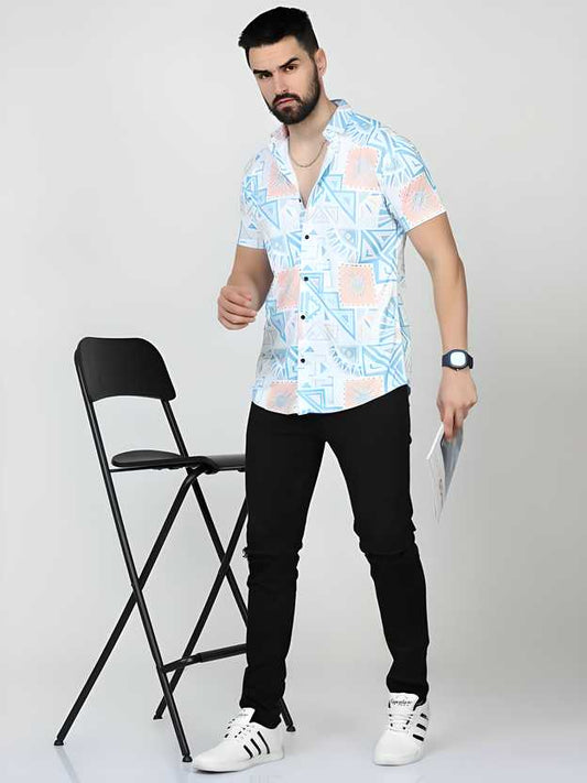 Men's Printed Rayon Half Sleeves Shirt LASATECH