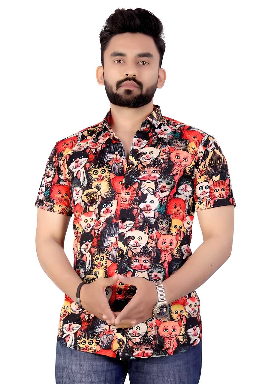 Rayon Printed Half Sleeves Regular Fit Mens Casual Shirt LASATECH