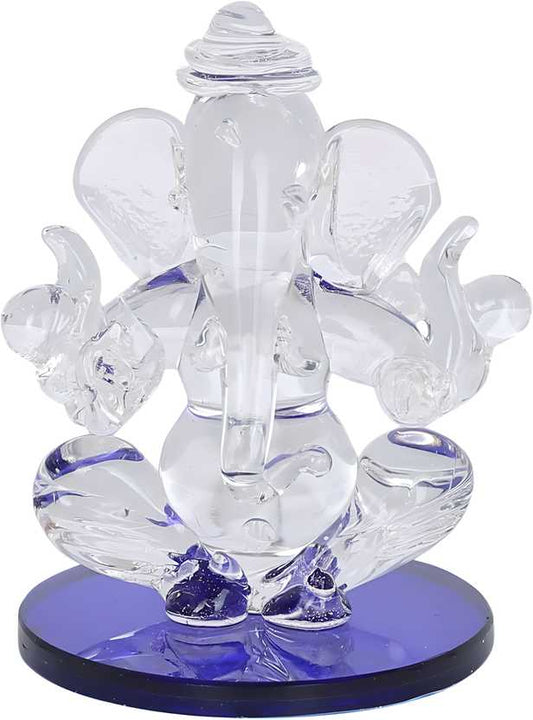 Crystal ganesha Twin side face for car dashboard idols Showpiece - 5.5 cm��(Crystal, Blue) LASATECH