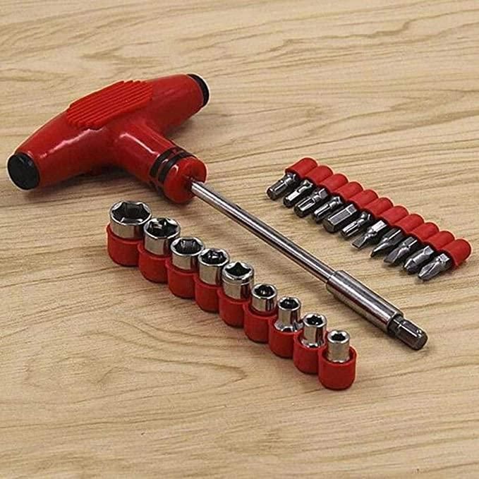 T Shape Screwdriver Set Batch Head Ratchet Pawl Socket Spanner Hand Tools LASATECH