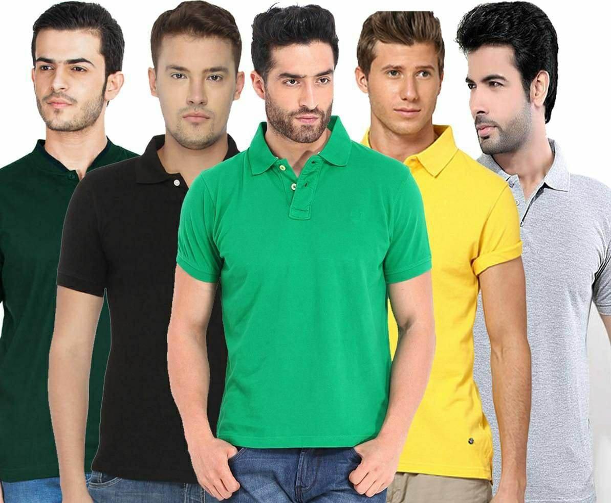 Poly Cotton Solid Half Sleeves Mens Polo T-shirt (Pack of 5) LASATECH