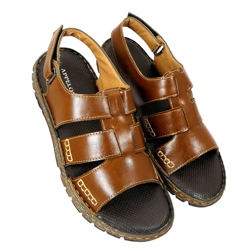 AM PM Men's Daily wear Leather Sandals LASATECH