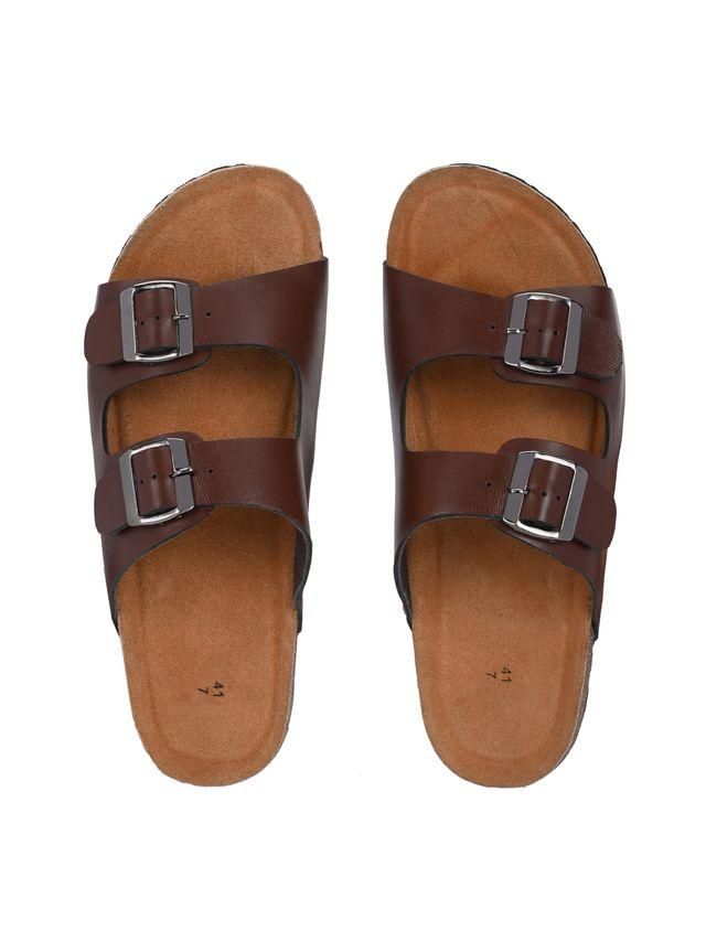 Mens Arizona Brown Leather Slippers LASATECH