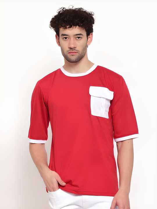 Cotton Color Block Half Sleeves Mens Round Neck T-Shirt LASATECH