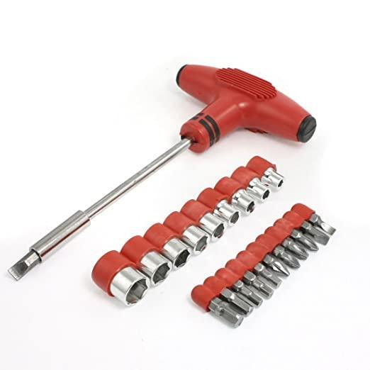 T Shape Screwdriver Set Batch Head Ratchet Pawl Socket Spanner Hand Tools LASATECH