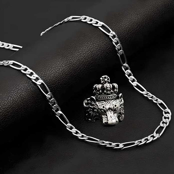 Stainless Steel Rhodium Silver Plated Chain With Finger Ring LASATECH