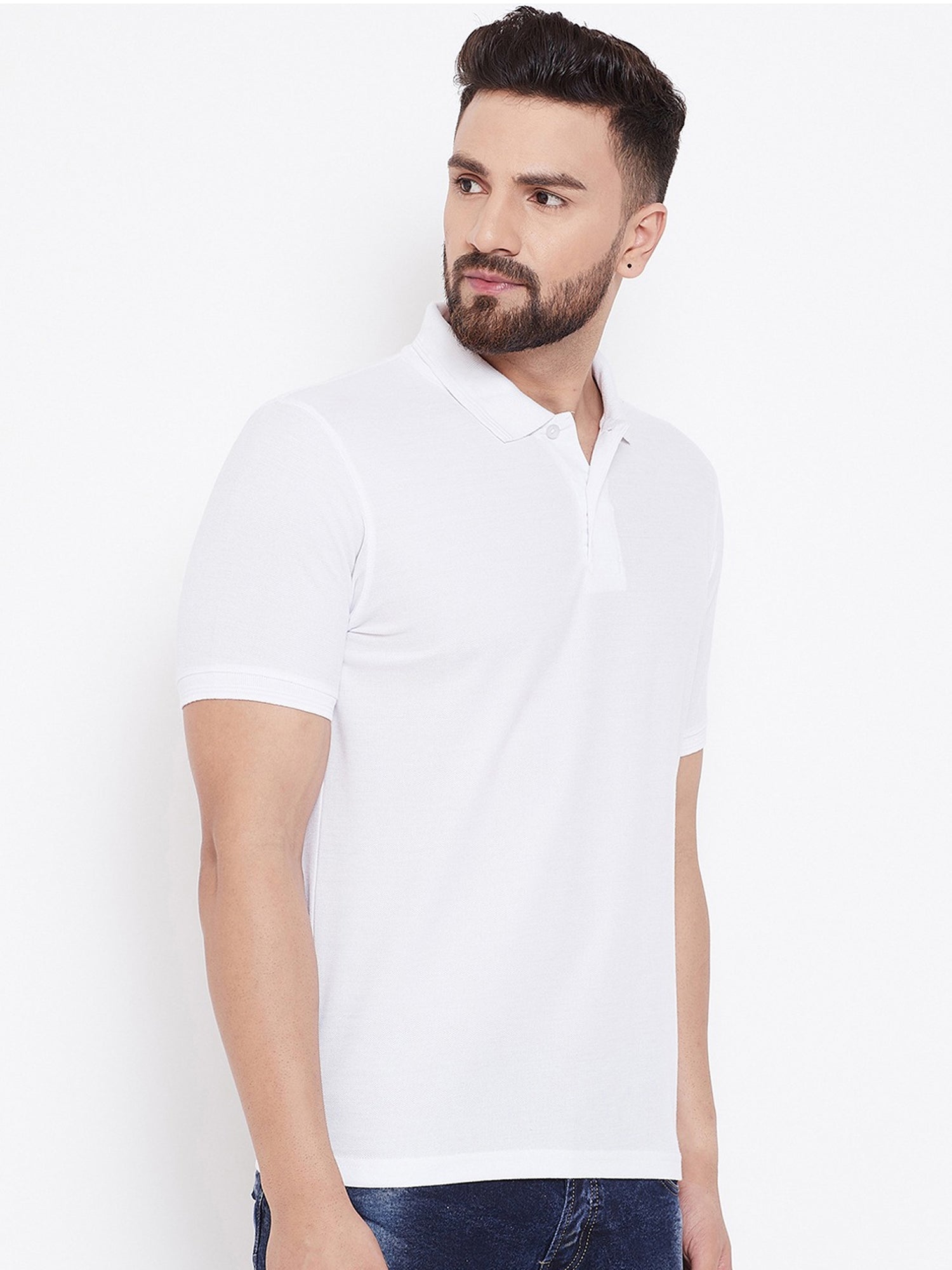 Cotton Blend Solid Half Sleeves Mens Polo T-Shirt LASATECH