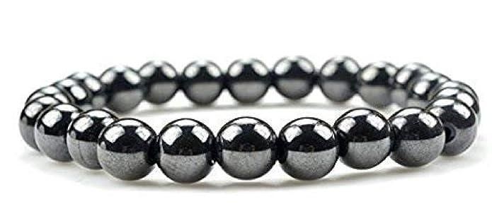 Natural Round Beads Magnetic Hematite Crystal Stone 8mm Bracelet (Pack of 2) LASATECH