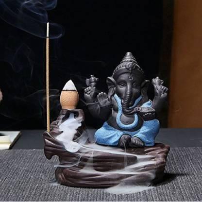 Handcrafted Meditation Monk Ganesha Smoke Backflow Cone Incense holder LASATECH