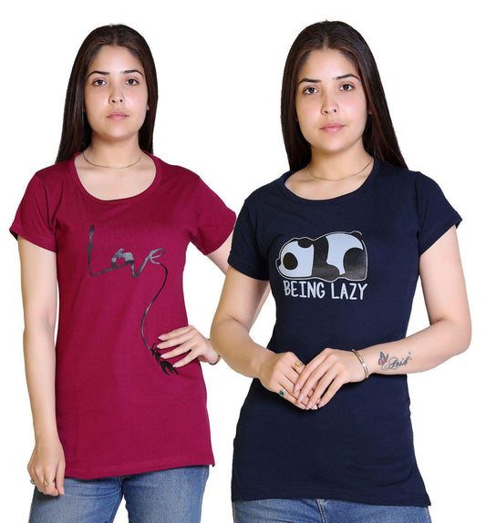 Women's Cotton Graphic Print T-Shirt Buy 1 Get 1 Free LASATECH