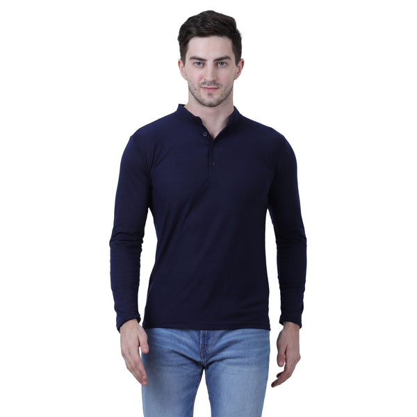 Cotton Blend Solid Full Sleeves T-Shirt LASATECH