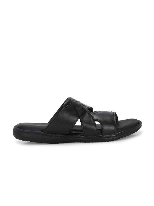 Men Cloud Nine Black Leather Slippers LASATECH