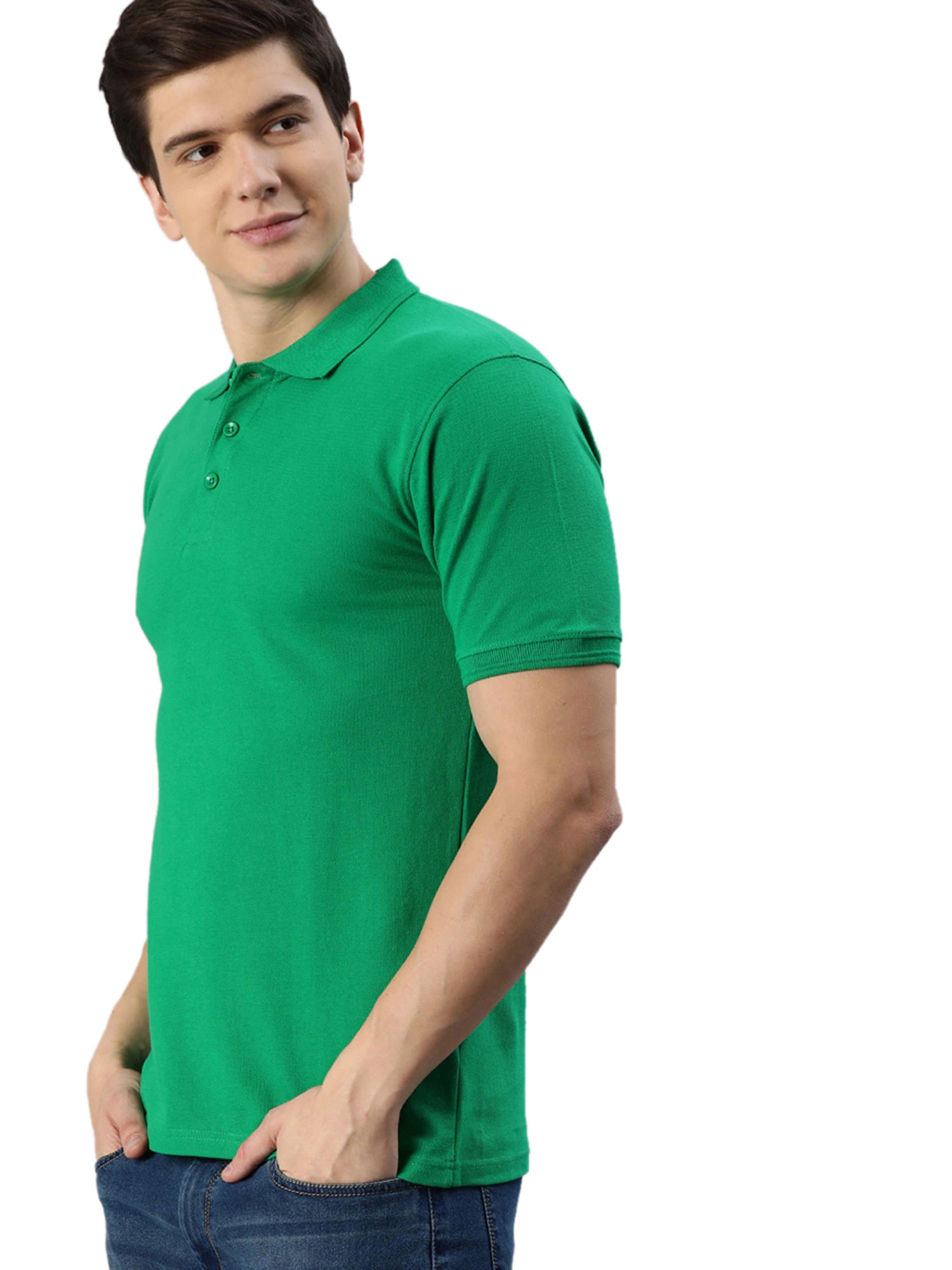 Cotton Blend Solid Half Sleeves Mens Polo T-Shirt LASATECH