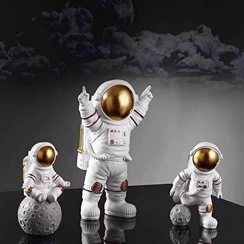 Astronaut Spaceman Statue Ornament Home Office Desktop Figurine Decors Set of 3 - Golden LASATECH