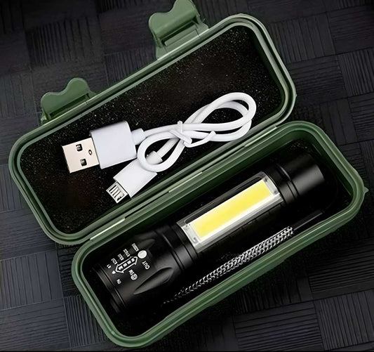 Pocket Size Mini Portable XPE + COB LED Tactical Flashlight LASATECH