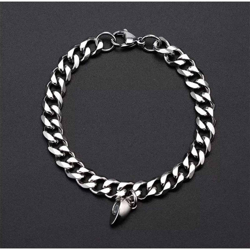 Silver Heart Magnetic Couple Chain Bracelet LASATECH