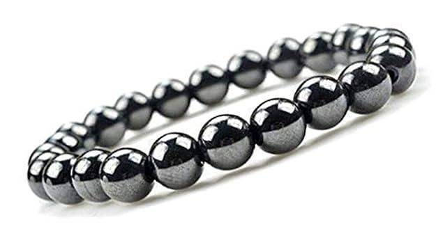 Natural Round Beads Magnetic Hematite Crystal Stone 8mm Bracelet (Pack of 2) LASATECH