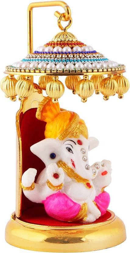 Ganesh Ji Idol Statue for Car Dashboard Showpiece - 6 cm  (Polyresin, Multicolor) LASATECH