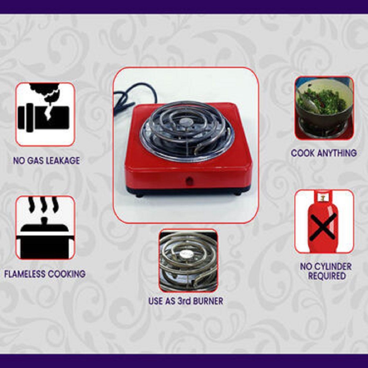 Electric Cooking Stove (Red) LASATECH