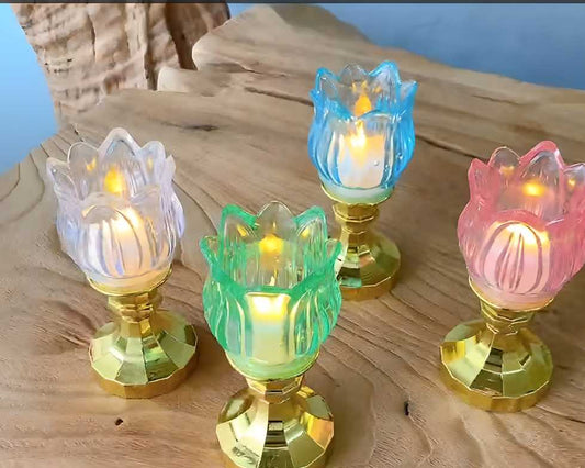 Lotus LED Tealight Oil Lamp Diya LASATECH