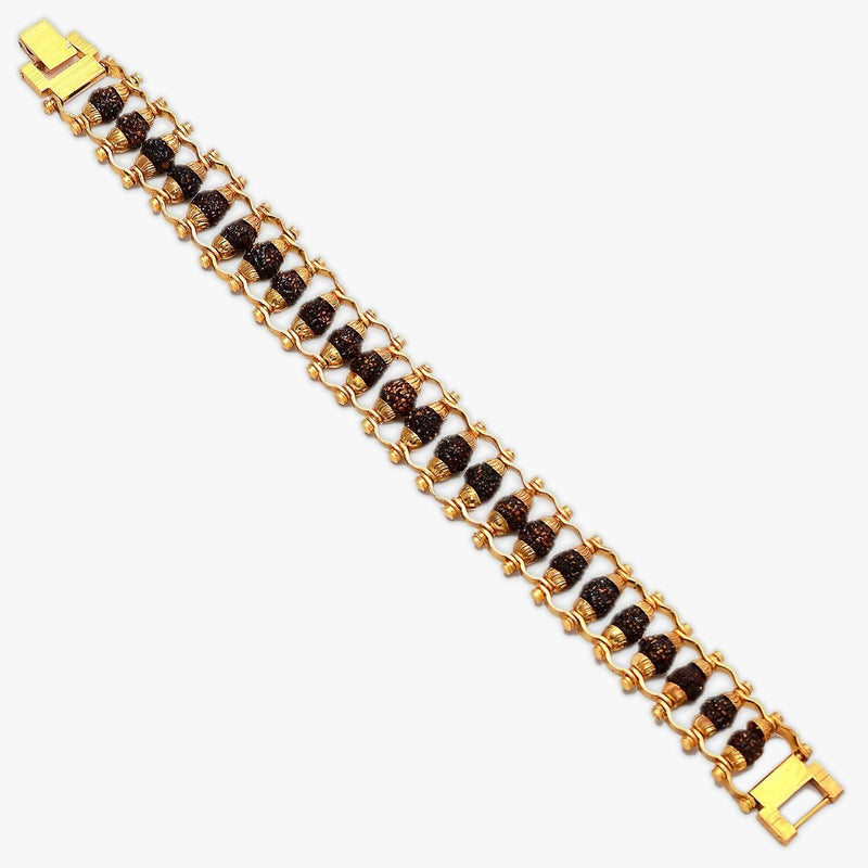 Genuine Paanch Mukhi Modern Rudraksha Bracelet With Gold Plating. LASATECH
