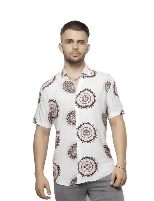 Rayon Printed Half Sleeves Regular Fit Mens Casual Shirt LASATECH