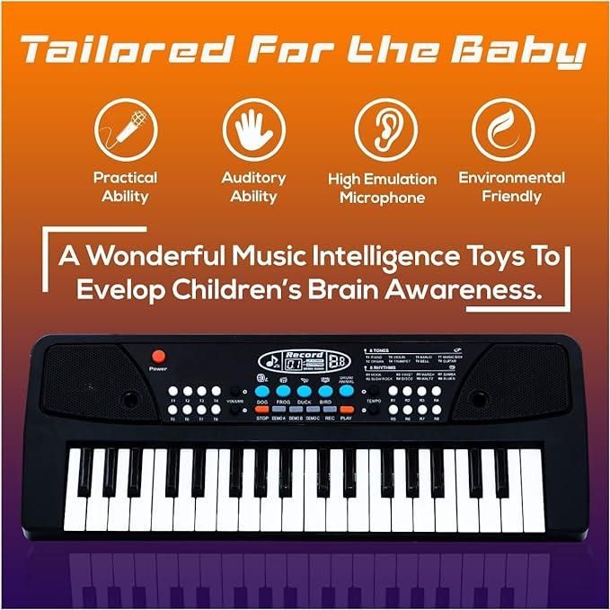 37 Keys Piano Keyboard Toy with Microphone, USB Power Cable & Sound Recording Function Analog Portable Keyboard LASATECH
