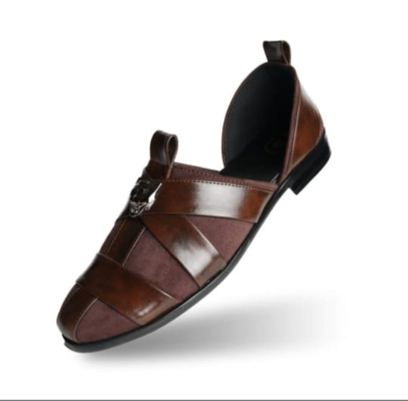 Men's Brown Ethnic Leather Sandals