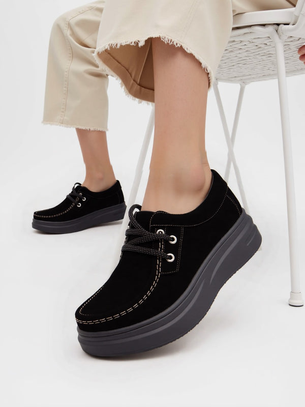 Casual Platform Wedge Heel Lace Up Shoes For Women