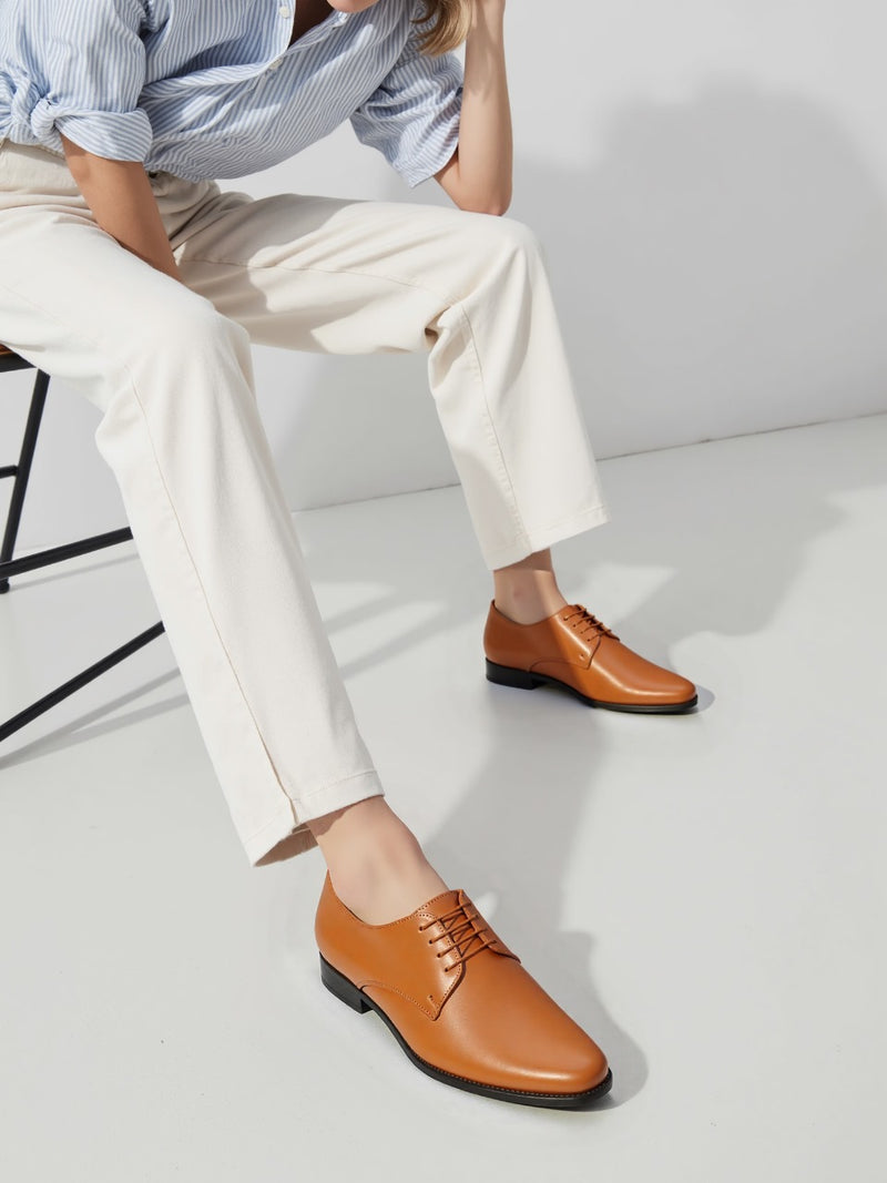 Stylish Men's Brown Leather Lace-Up Formal Shoes