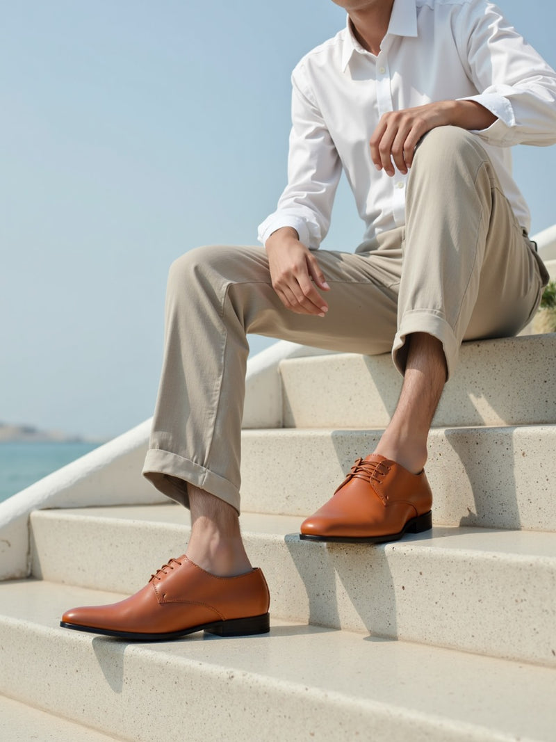 Stylish Men's Brown Leather Lace-Up Formal Shoes