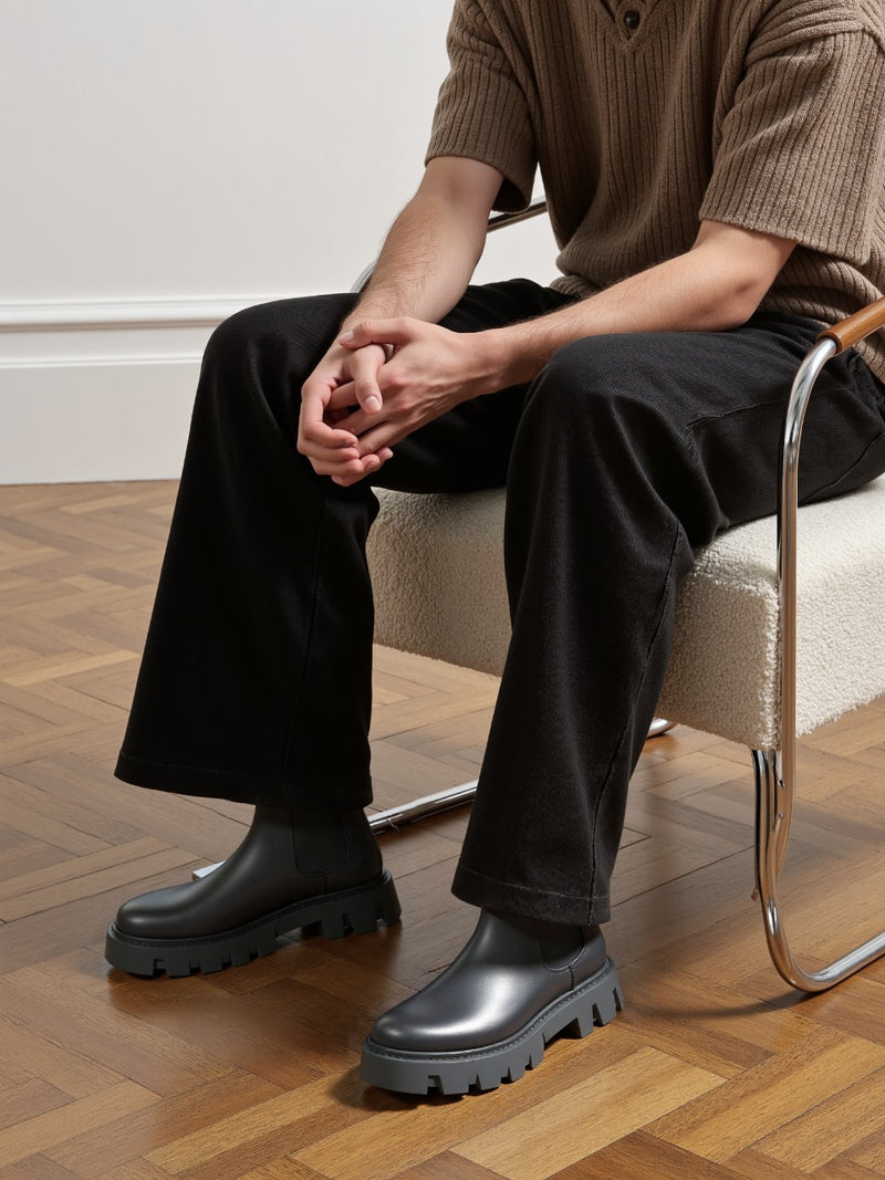 Men's Black Chunky Chelsea Boots