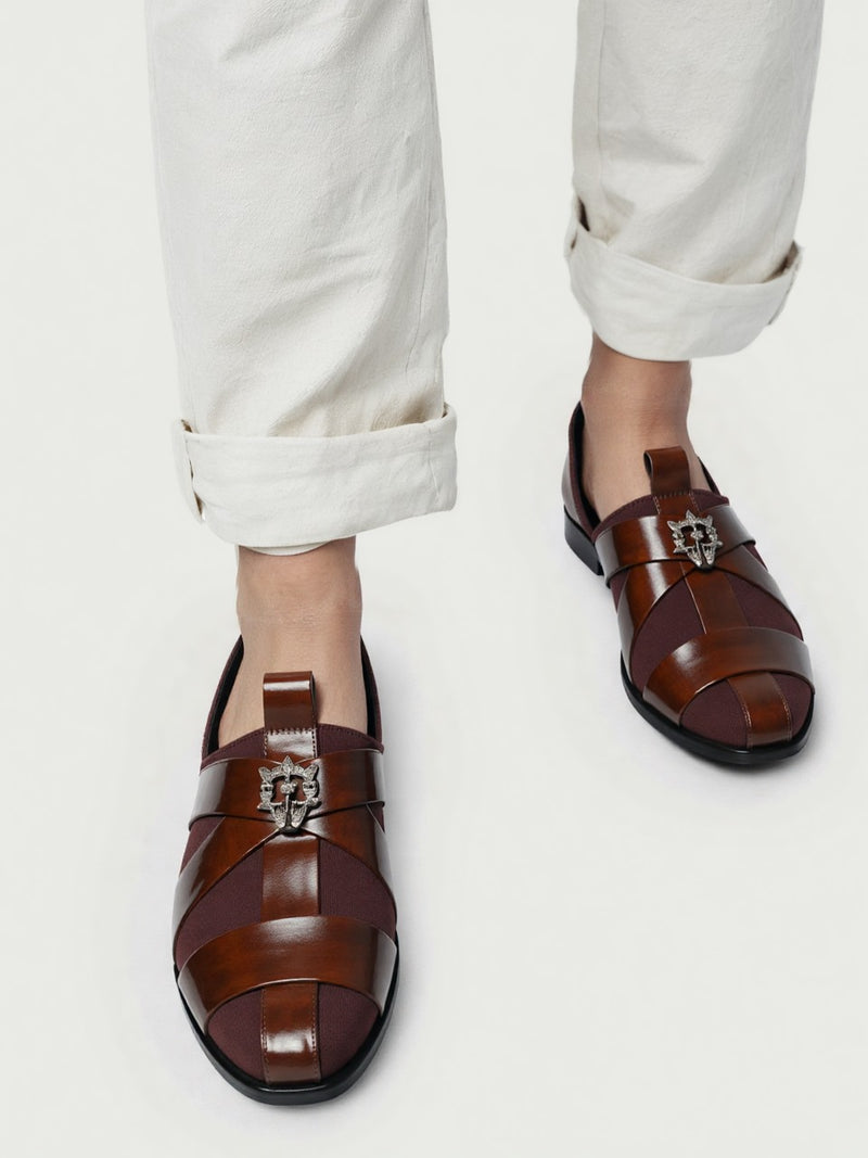 Men's Brown Ethnic Leather Sandals