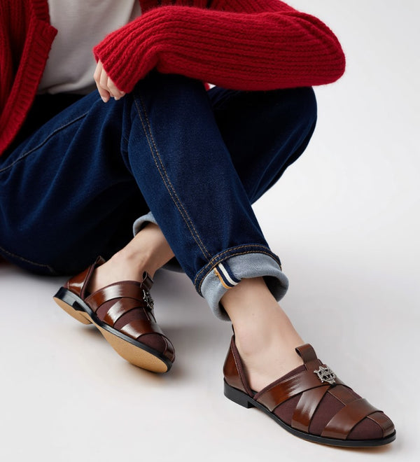 Men's Brown Ethnic Leather Sandals