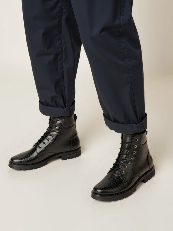 Men's Crocodile Textured Leather Boots