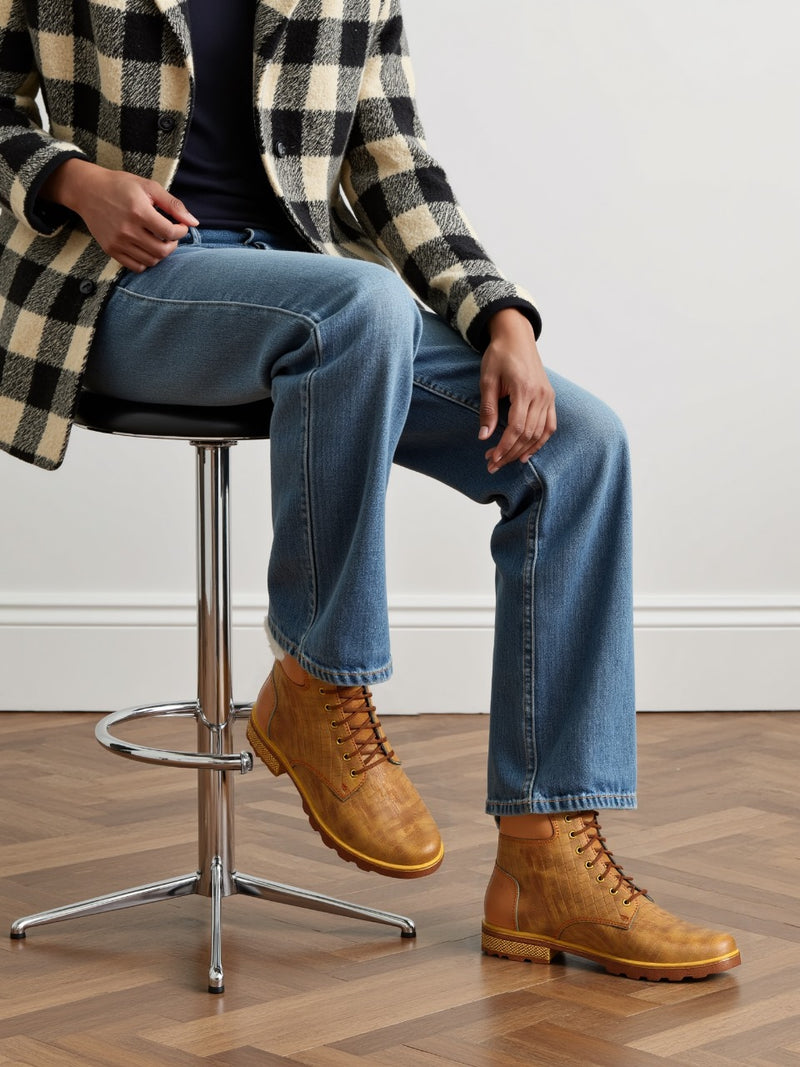 Men's Crocodile Textured Leather Boots